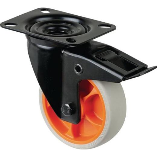 Lenkrolle D.80mm Trgf.100kg m.Festst.Gum.104x80mm hellgrau BS ROLLEN