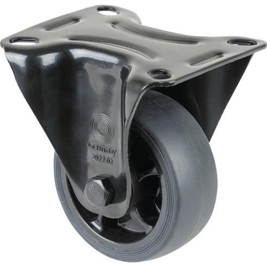 Bockrolle D.80mm Trgf.100kg Bockrollen Gum.Platte L104xB80mm Farbe Rl.schwarz