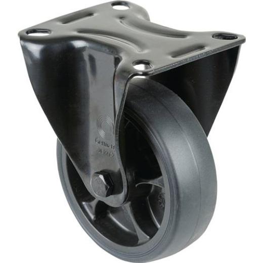 Bockrolle D.100mm Trgf.110kg Bockrollen Gum.Platte L104xB80mm Farbe Rl.schwarz