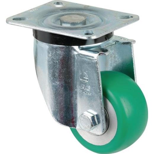 Lenkrolle D.80mm Trgf.170kg Lenkrollen PU Platte L105xB85mm Farbe Rl.grün