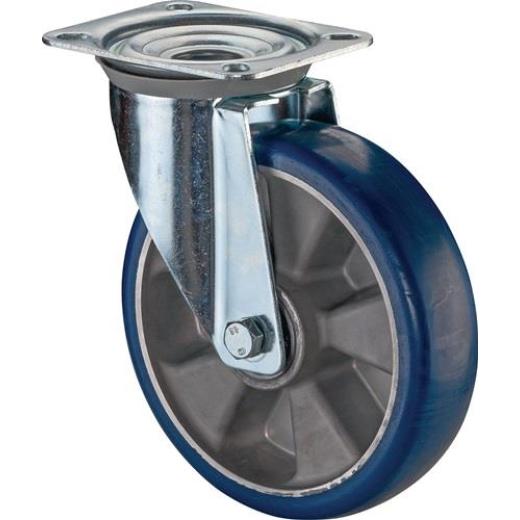Lenkrolle D.125mm Trgf.450kg Lenkrollen PU Platte L138xB109mm Farbe Rl.blau