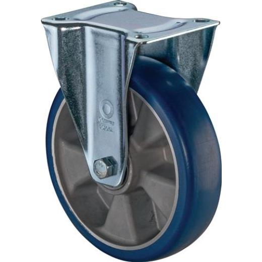 Bockrolle D.80mm Trgf.170kg Bockrollen PU Platte L105xB85mm Farbe Rl.blau