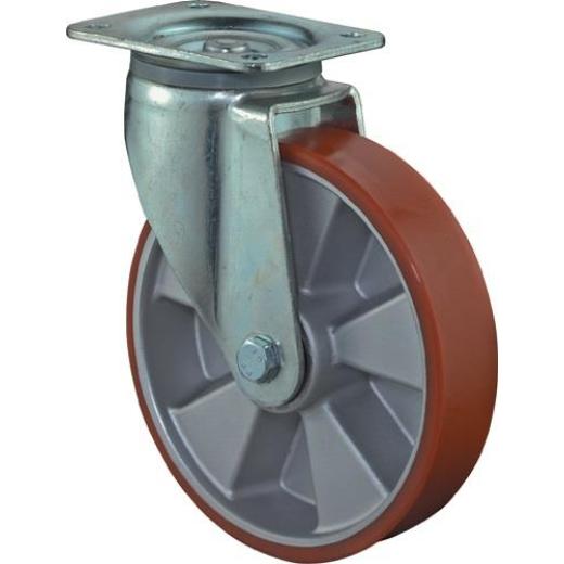 Schwerlastlenkrolle D.250mm Trgf.1000kg Guß-PU 135mm 110mm BS ROLLEN
