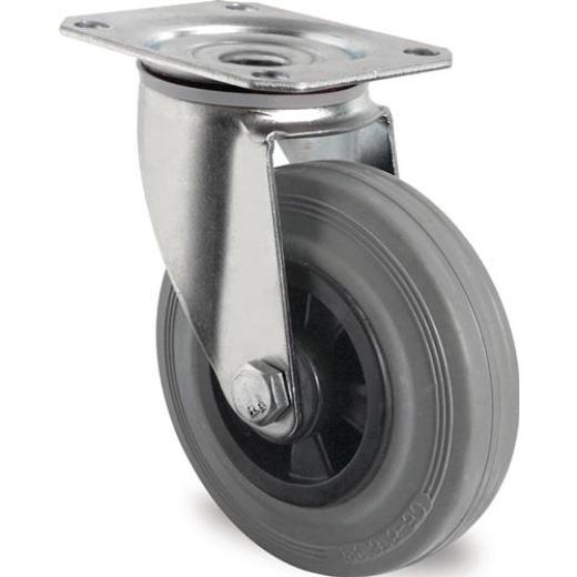 Lenkrolle D.160mm Trgf.135kg m.Platte PP Rollenlager VG grau PROMAT