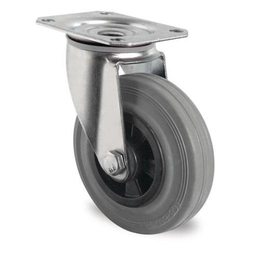 Lenkrolle D.200mm Trgf.205kg m.Platte PP Rollenlager VG grau PROMAT