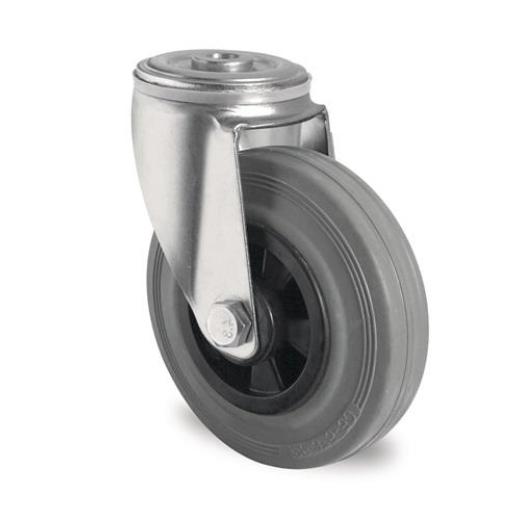 Lenkrolle D.200mm Trgf.205kg Rückenlochbefestigung PP Rollenlager VG grau PROMAT