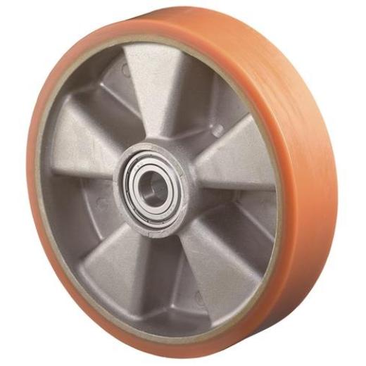 Ersatzrad D.125mm Trgf.250kg Guß-PU Achs-D.15mm Nabenl.40mm BS ROLLEN