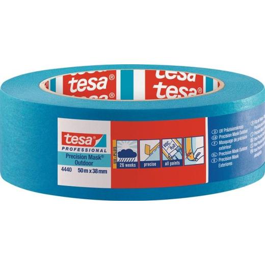Präzisionskrepp 4440 Außen UV PLUS glatt blau L.50m B.38mm Rl.TESA | 4 Stück