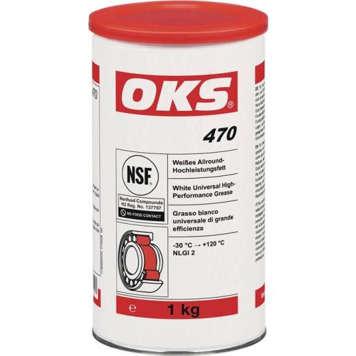 Weißes Allround-Hochleistungsfett OKS 470 weiß NSF H2 1kg Dose OKS | 10 Stück