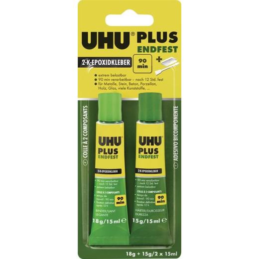 2K-Epoxidharzklebstoff PLUS ENDFEST 33g gelblich Tube UHU | 6 Stück