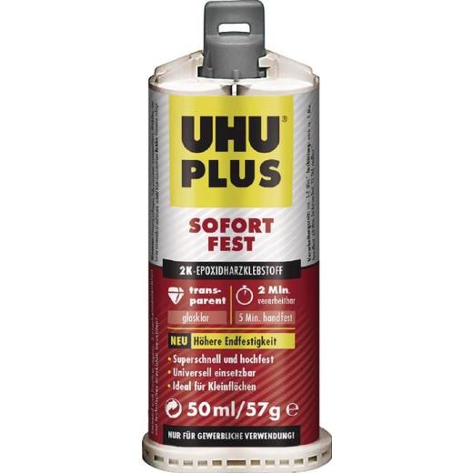 2K-Epoxidharzklebstoff PLUS SOFORTFEST 57g farblos Doppelkart.UHU | 6 Stück