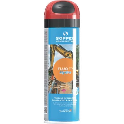 Baustellenmarkierspray Fluo TP Hydro neonrot 500ml Spraydose SOPPEC | 12 Stück