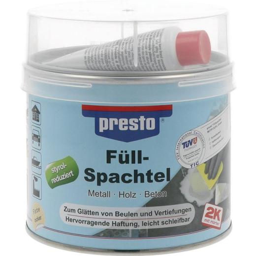 2K-Füllspachtel ocker,Härter rot 1000g Dose PRESTO | 6 Stück