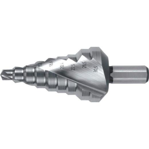Stufenbohrer Bohrber.6-30,5mm HSS Spiralnut Z.2 Stufen 9 RUKO