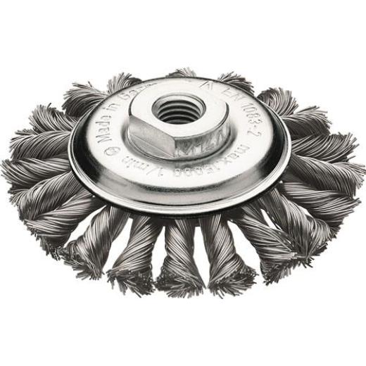 Kegelbürste D.115mm M14 Drahtstärke 0,5mm Stahldraht 12mm 15000min-¹ LESSMANN