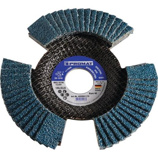 Fächerscheibe D.125mm K.40 kon.INOX/Stahl ZK PROMAT | 10 Stück