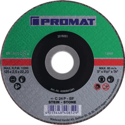 Trennscheibe STE D125x2,5mm gekr.STE Bohr.22,23mm PROMAT | 25 Stück