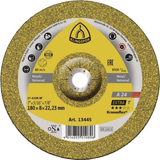 Schruppscheibe A 24 Extra D115xS6mm gekr.STA Bohr.22,23mm KLINGSPOR | 10 Stück