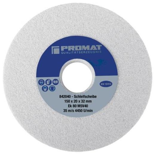 Schleifbockscheibe Ø200xB32x51mm 80 Form A m.Aussparung 110x16mm AlOxid TECWERK