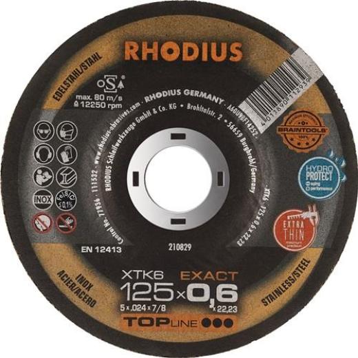 Trennscheibe XTK6 EXACT D125x0,6mm ger.INOX Bohr.22,23mm RHODIUS | 50 Stück