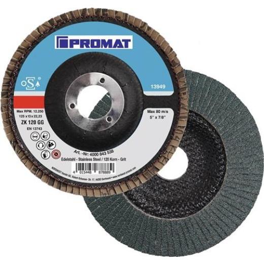 Fächerscheibe D.125mm K.120 fl.INOX ZK PROMAT | 10 Stück