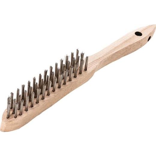 Handbürste L.290mm 0,35mm Stahldraht Besatz-L.140mm 3rhg 12 LESSMANN