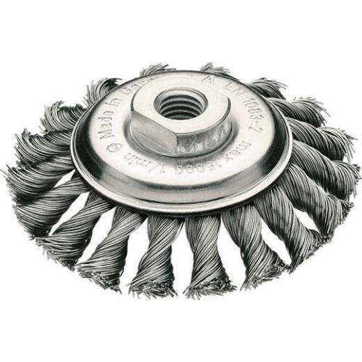 Zopfkegekbürste D.115mm Gew.Drahtstärke 0,5mm STA 12mm 15000min-¹ LESSMANN