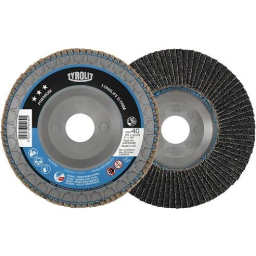 Fächerscheibe LONGLIFE C-TRIM D.125mm K.40 fl.INOX/Stahl ZK TYROLIT | 10 Stück