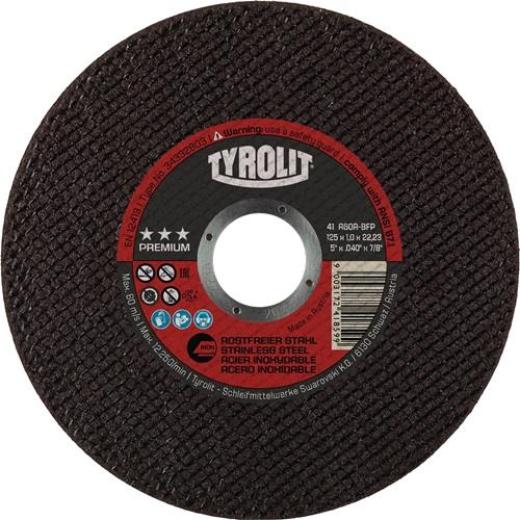 Trennscheibe Premium D125x1mm ger.INOX Bohr.22,23mm TYROLIT | 25 Stück