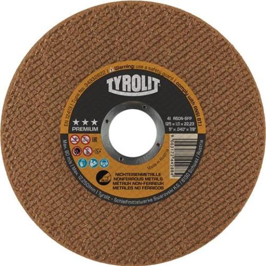 Trennscheibe Premium D125x1mm ger.NE-Metalle Bohr.22,23mm TYROLIT | 25 Stück