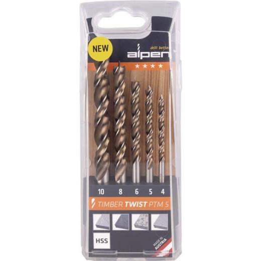 Holzspiralbohrersatz TIMBER TWIST 5-tlg. - Ø 4,5,6,8,10 mm ALPEN