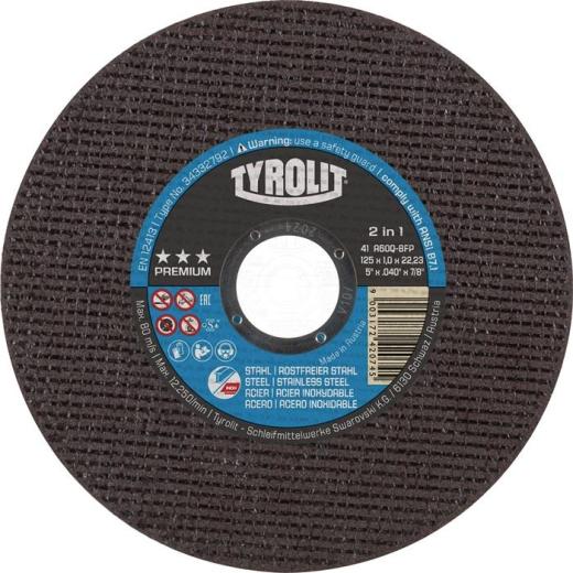 Trennscheibe PREMIUM D178x1,6mm ger.2in1 Bohr.22,23mm TYROLIT | 25 Stück