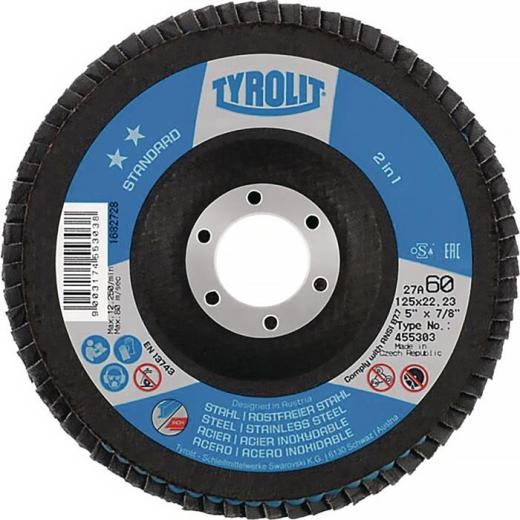 Fächerscheibe STANDARD D.125mm K.60 kon.Stahl,VA ZA-ZK | 10 Stück