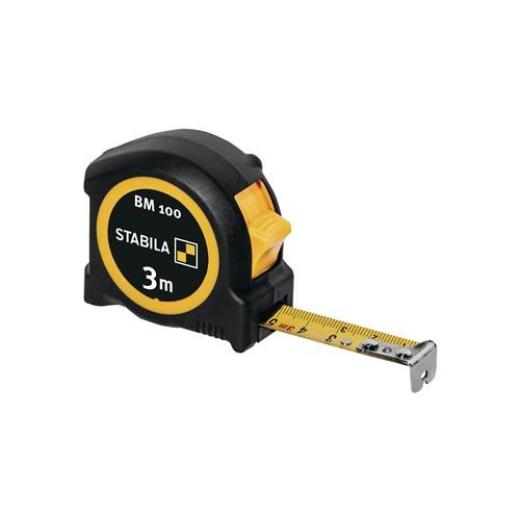 Taschenrollbandmaß BM 100 L.3m B.16mm mm/mm EG II ABS/TPE Metall-Clip STABILA
