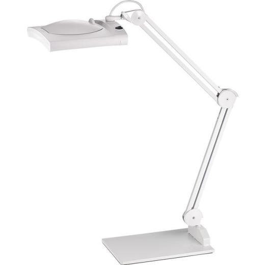 LED-Lupenleuchte Glaslinse 190,5mm (7,5?) Standfuß weiß Abdeck.,eckiger Kopf