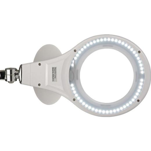LED-Lupenleuchte Glaslinse 127mm (5 Zoll) Tischklemme weiß