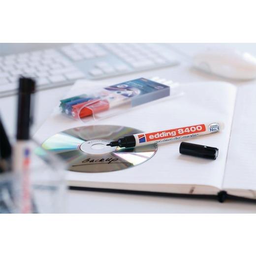 CD/DVD/BD Marker 8400 schwarz Strich-B.0,5-1mm Rundspitze EDDING | 10 Stück