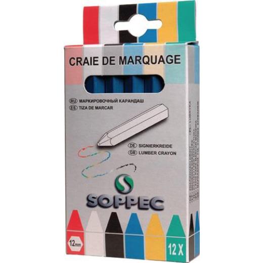 Markierkreide blau unpapiert 12 St./Schachtel SOPPEC