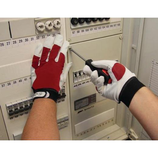 Handschuhe Griffy Gr.8 rot/naturfarben Ziegennappaleder/Interlock auf SB-Karte Handschuhe Griffy Gr.8 rot/naturfarben Ziegennappaleder/Interlock auf SB-Karte