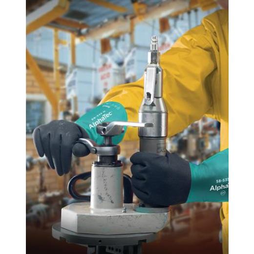 Chemiehandschuh Alpha-Tec 58-535W Gr.9 grün/grau EN 388,EN 374,EN 1149 Kat.III | 6 Stück