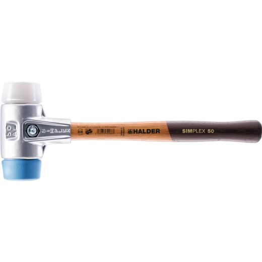 Schonhammer SIMPLEX L.330mm Kopf-D.40mm HO Superplast.weiß/TPE-soft blau HALDER