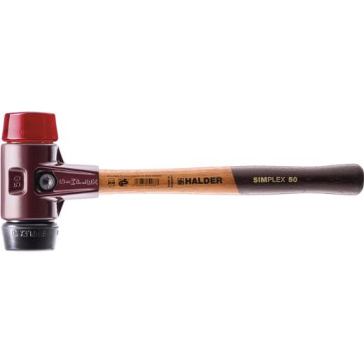 Schonhammer SIMPLEX L.350mm Kopf-Ø 50mm mittelh./hart HO Gum.schw./Plastik rot
