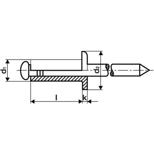 Blindniet Nietschaft dxl 4x10mm Alu./STA 500 St.GESIPA | 500 Stück