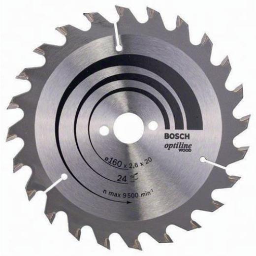 Kreissägeblatt Optiline Wood AD 160mm Z.24 WZ Bohr.20mm Schnitt-B.2,6mm