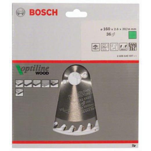 Kreissägeblatt Optiline Wood AD 160mm Z.36 WZ Bohr.20mm Schnitt-B.2,6mm