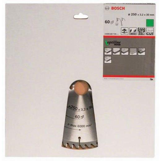 Kreissägeblatt Optiline Wood AD 250mm Z.60 WZ Bohr.30mm Schnitt-B.3,2mm