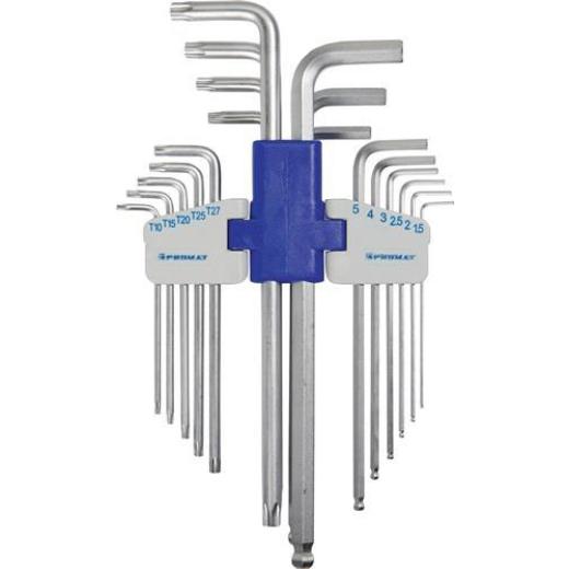 Winkelschraubendrehersatz Univ.18-tlg.Ku.-Halter SW 1,5-10 mm- T10-T50