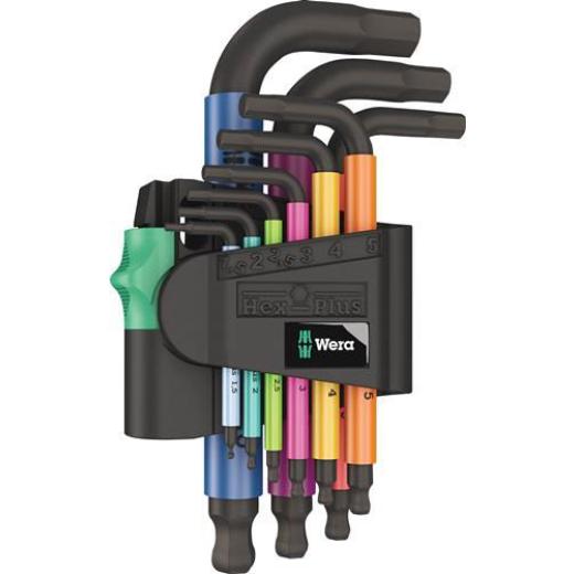 Winkelschraubendrehersatz 950/9 9-tlg.Ku.-Halter SW 1,5-10mm kurz,Kugelk.WERA