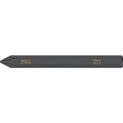 Bit 851 S PH 1x70mm 1/4 Zoll PH 1x70mm L.70mm WERA | 5 Stück