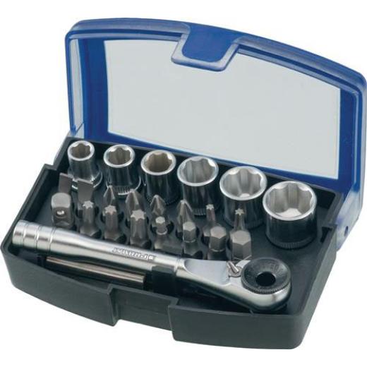 Bit-/Steckschlüsselset 24-tlg.Schlitz/PH/PZD/T/Knarre/6 Nüsse PROMAT